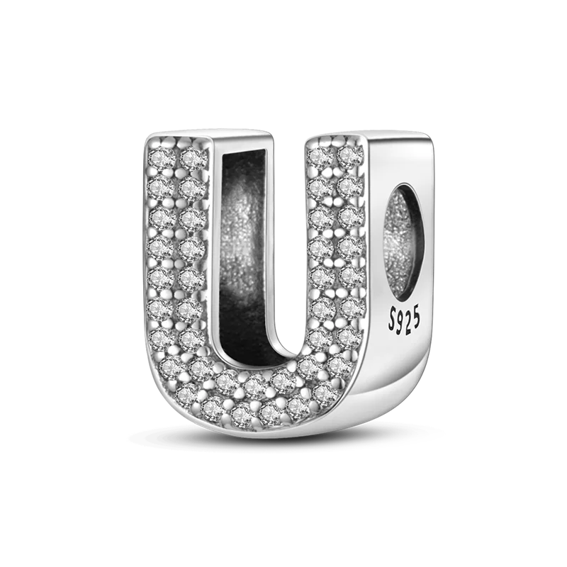 RomiVega 925 Sterling Silver Charms— Gold & Stone Letter Series Collection