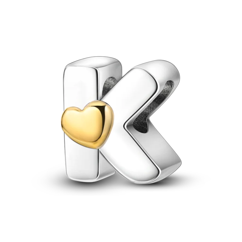 RomiVega 925 Sterling Silver Charms— Gold & Stone Letter Series Collection