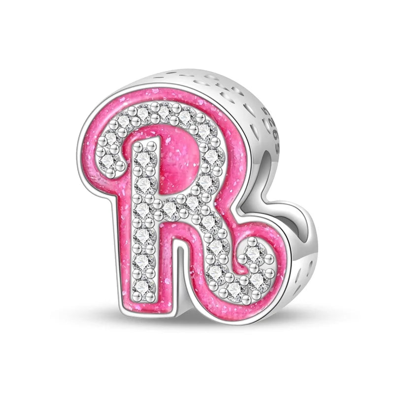 RomiVega 925 Sterling Silver Charms— Barbie-Themed Letter Series Collection