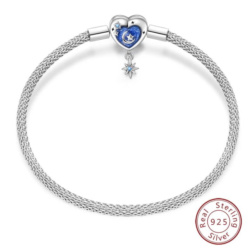 RomiVega 925 Silver Star, Moon & Clover Charm Bracelets