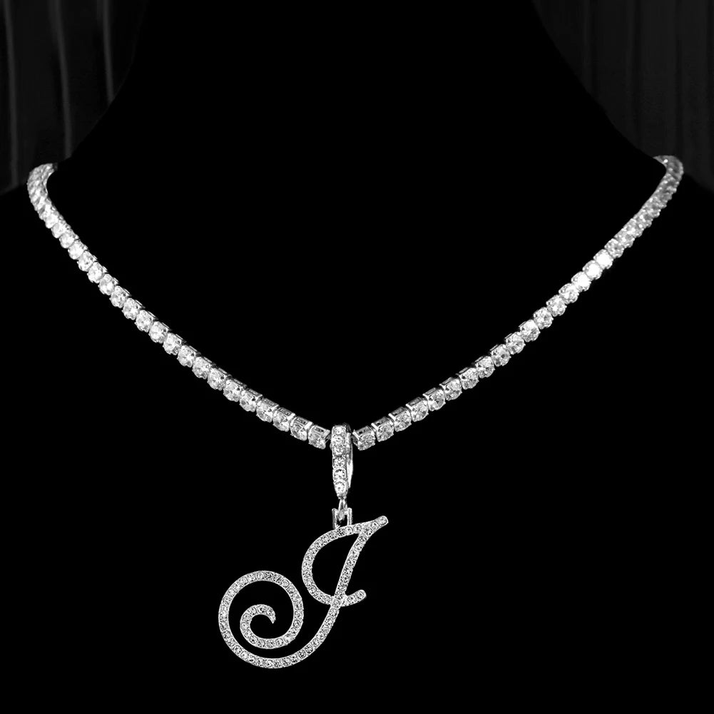 RomiVega Cursive Letter Initial Name Necklace