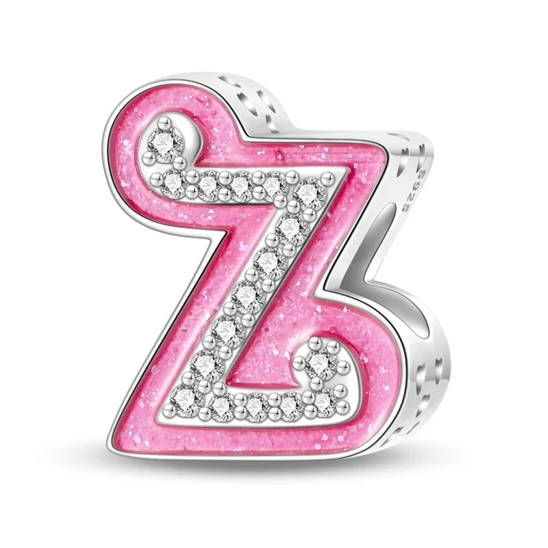 RomiVega 925 Sterling Silver Charms— Barbie-Themed Letter Series Collection