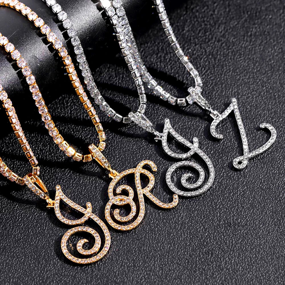 RomiVega Cursive Letter Initial Name Necklace