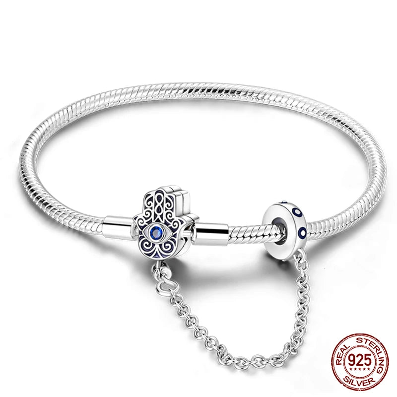RomiVega 925 Silver Star, Moon & Clover Charm Bracelets