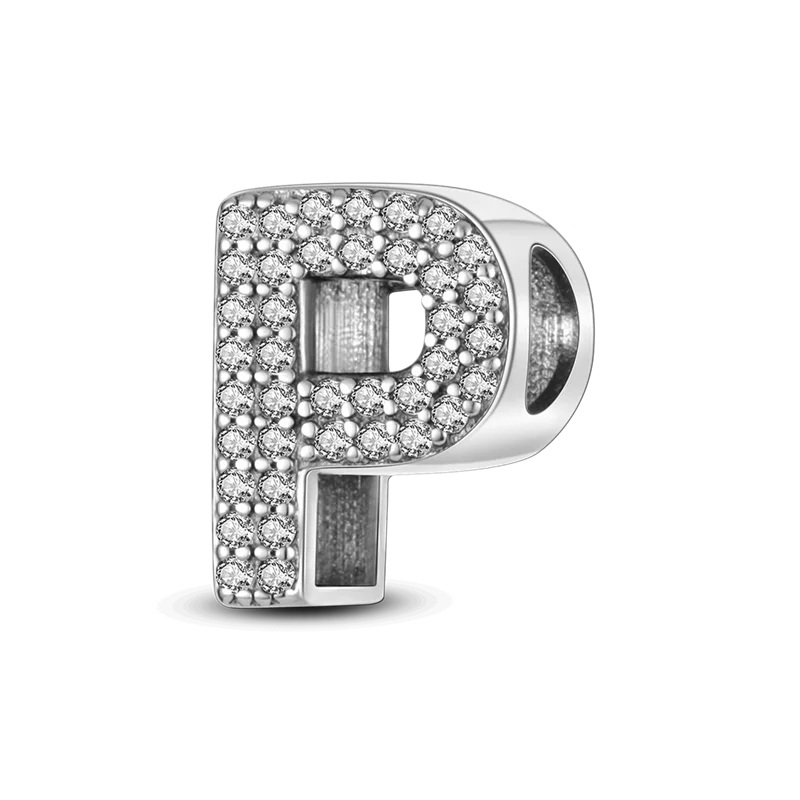 RomiVega 925 Sterling Silver Charms— Gold & Stone Letter Series Collection