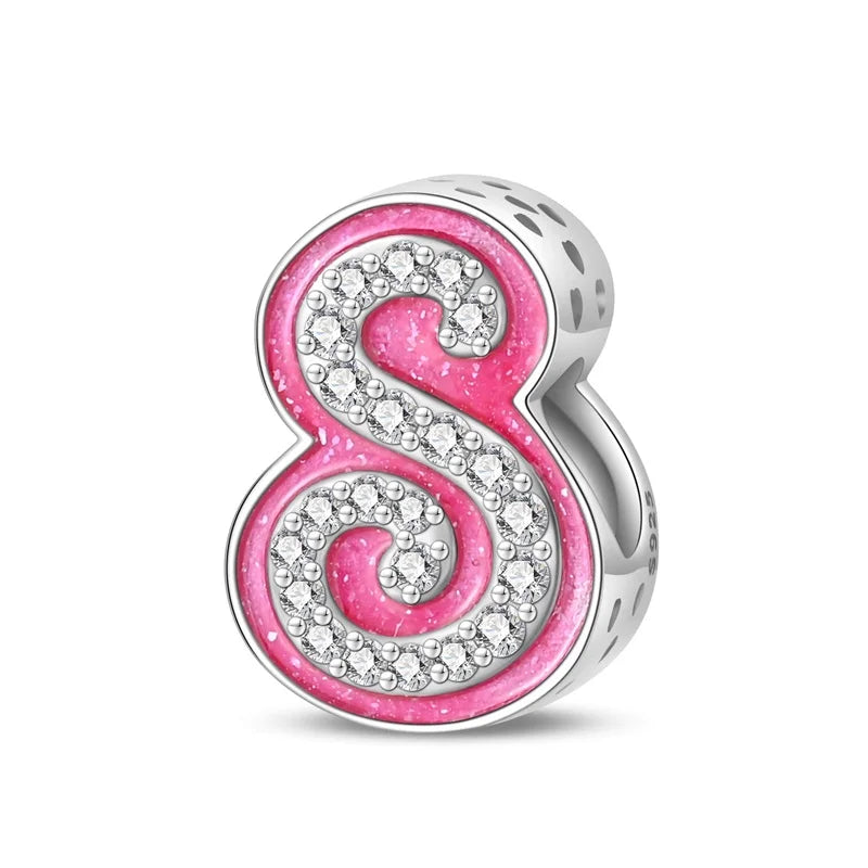 RomiVega 925 Sterling Silver Charms— Barbie-Themed Letter Series Collection