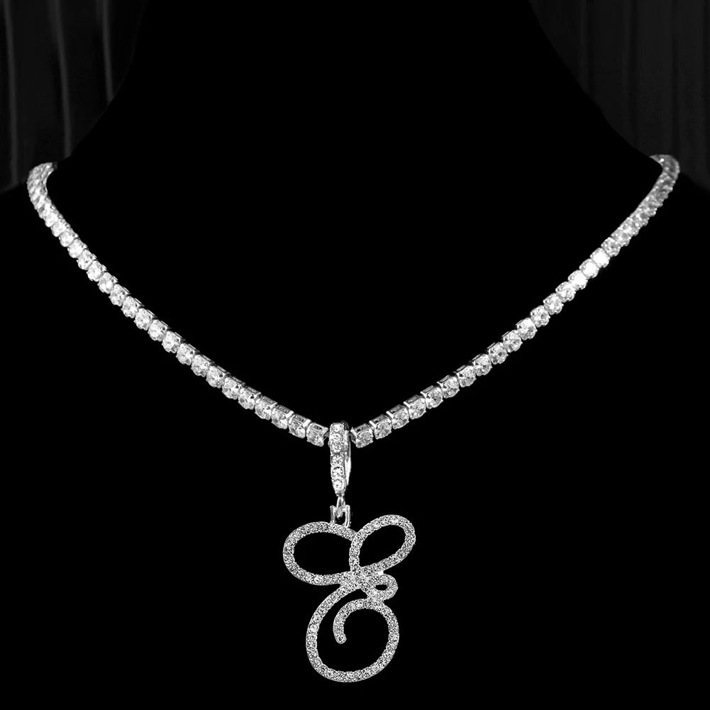 RomiVega Cursive Letter Initial Name Necklace