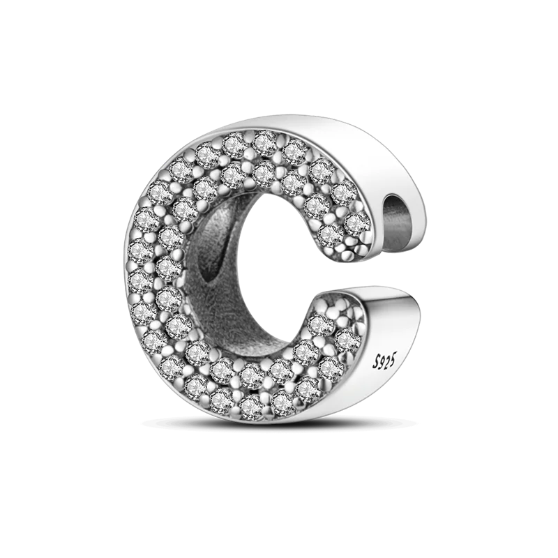 RomiVega 925 Sterling Silver Charms— Gold & Stone Letter Series Collection