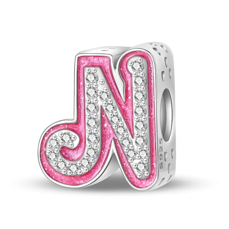 RomiVega 925 Sterling Silver Charms— Barbie-Themed Letter Series Collection