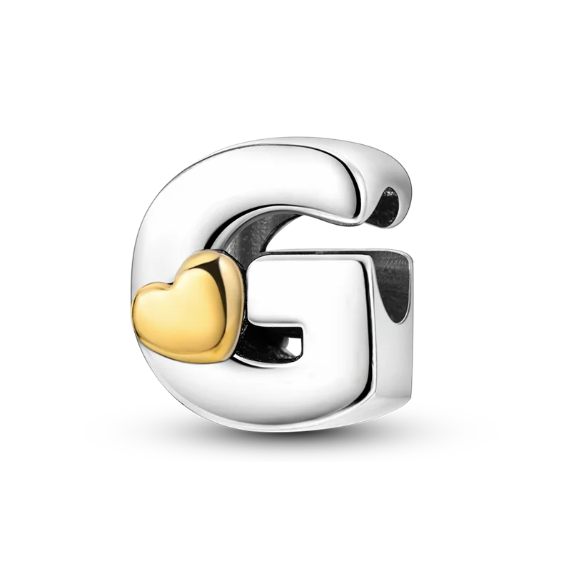 RomiVega 925 Sterling Silver Charms— Gold & Stone Letter Series Collection