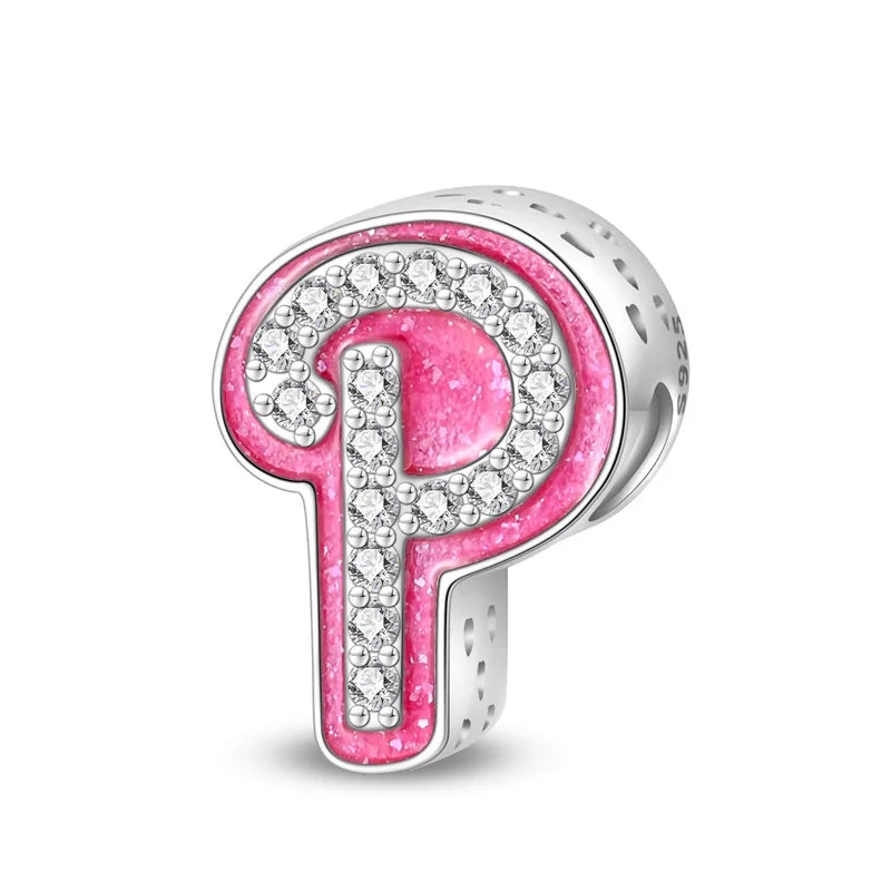 RomiVega 925 Sterling Silver Charms— Barbie-Themed Letter Series Collection