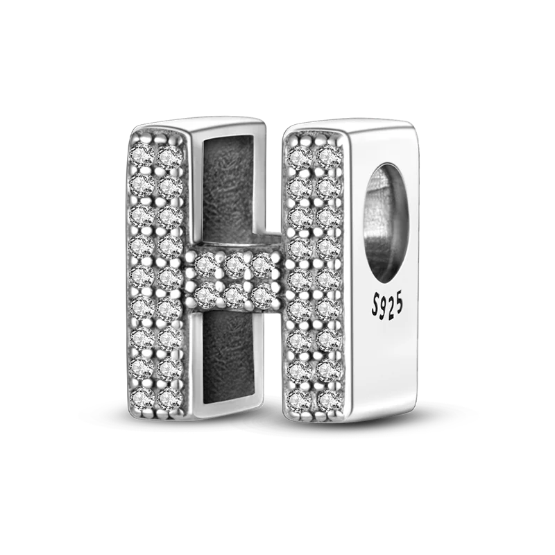RomiVega 925 Sterling Silver Charms— Gold & Stone Letter Series Collection