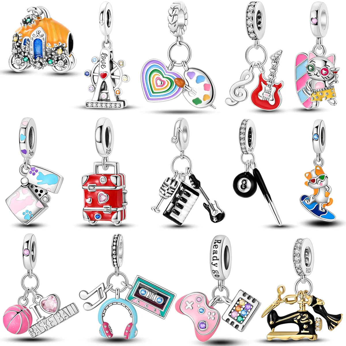 RomiVega 925 Sterling Silver Charms— Hobby Series Collection