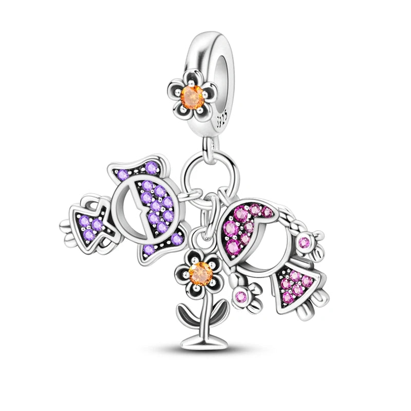 RomiVega 925 Sterling Silver Charms—Mommy & Me Series Collection