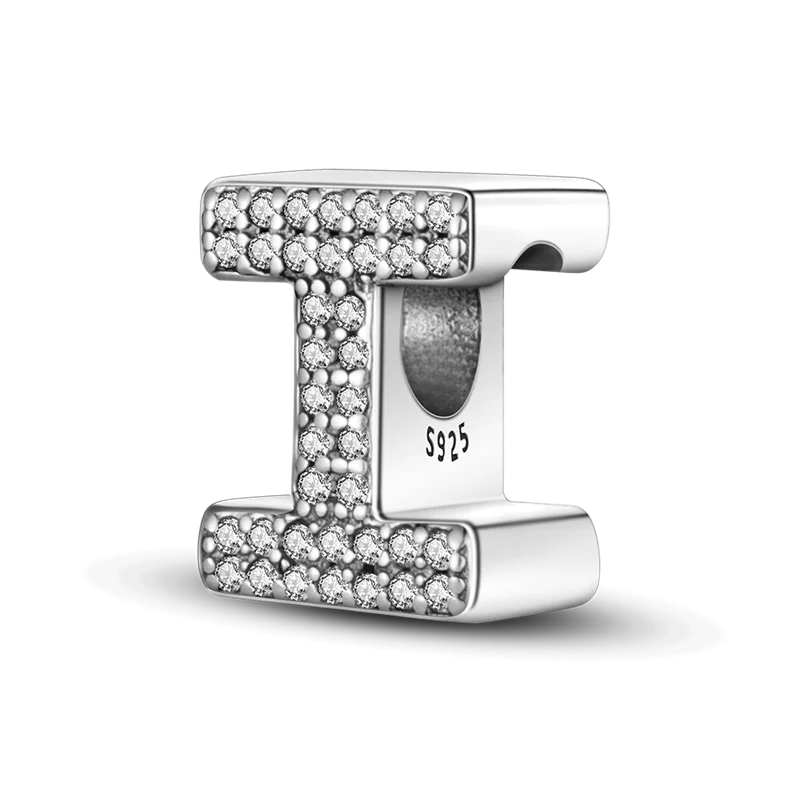 RomiVega 925 Sterling Silver Charms— Gold & Stone Letter Series Collection