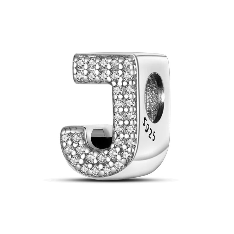RomiVega 925 Sterling Silver Charms— Gold & Stone Letter Series Collection