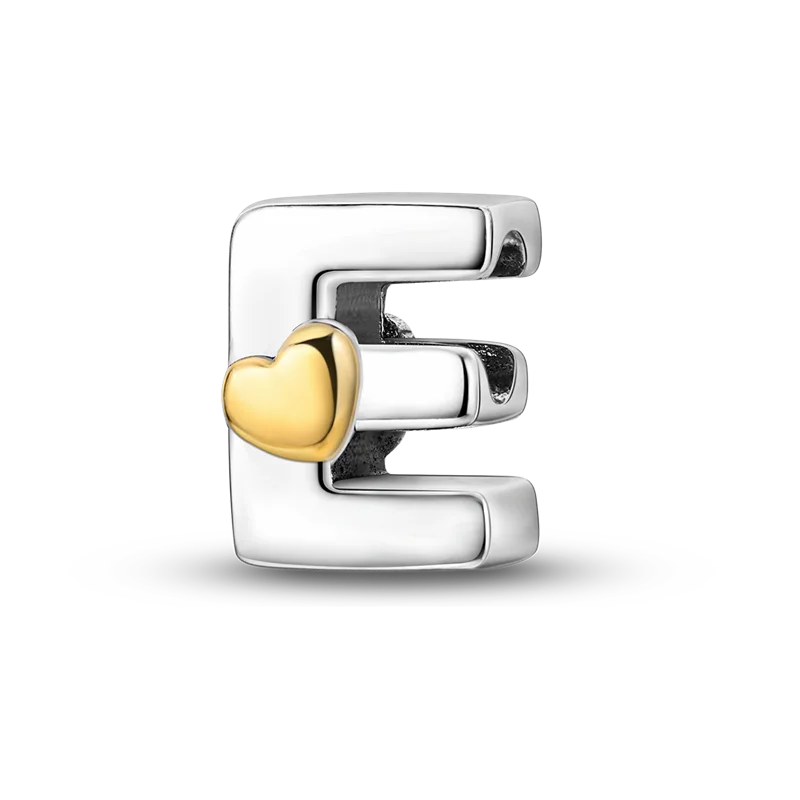 RomiVega 925 Sterling Silver Charms— Gold & Stone Letter Series Collection