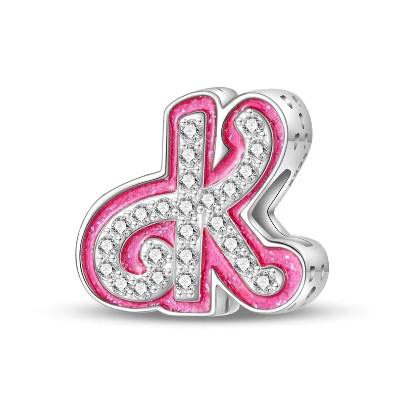 RomiVega 925 Sterling Silver Charms— Barbie-Themed Letter Series Collection
