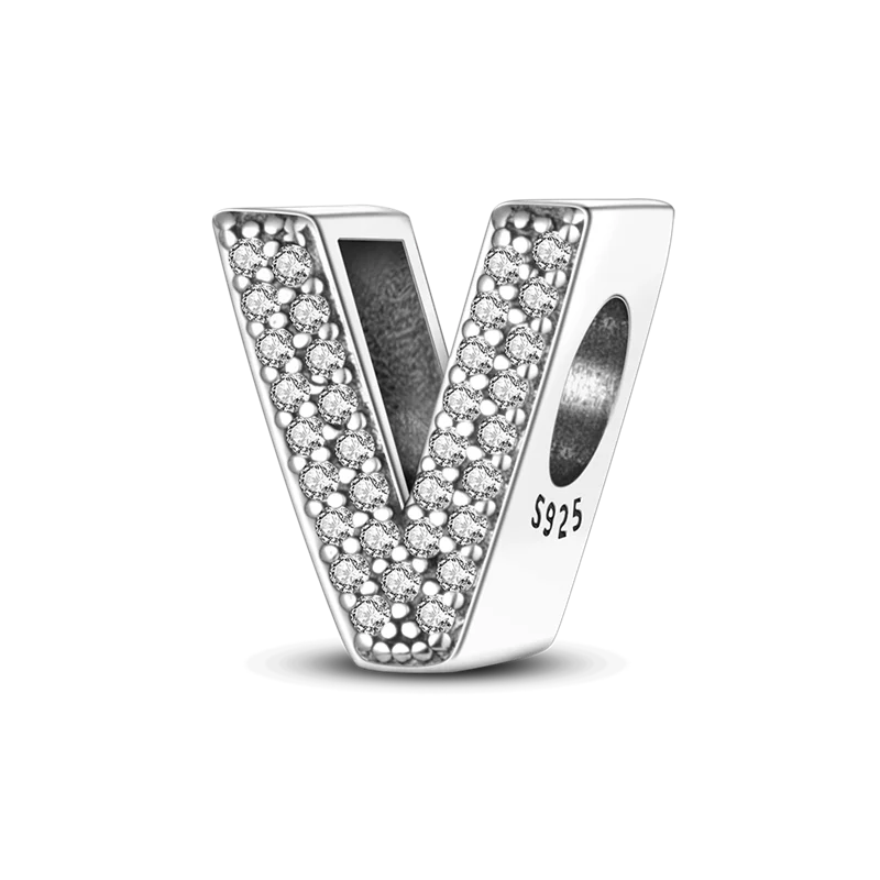 RomiVega 925 Sterling Silver Charms— Gold & Stone Letter Series Collection