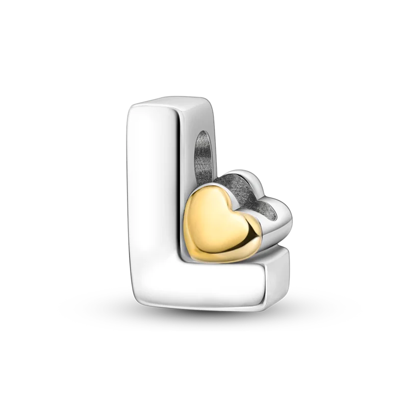 RomiVega 925 Sterling Silver Charms— Gold & Stone Letter Series Collection