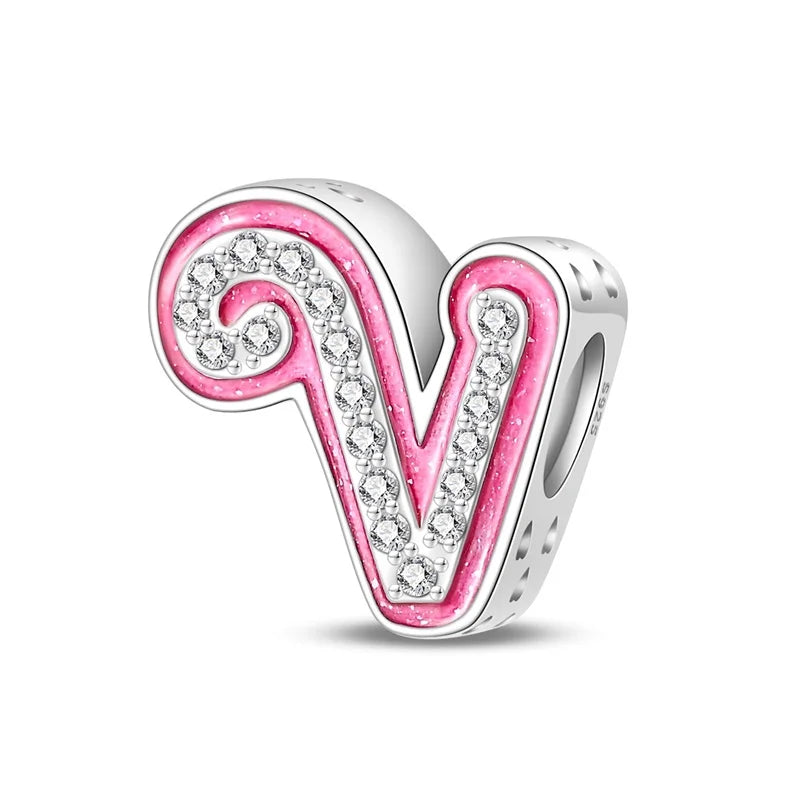 RomiVega 925 Sterling Silver Charms— Barbie-Themed Letter Series Collection