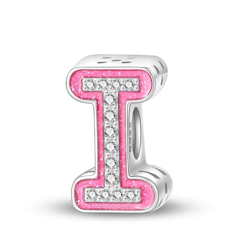 RomiVega 925 Sterling Silver Charms— Barbie-Themed Letter Series Collection