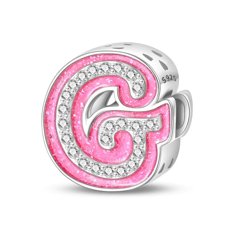 RomiVega 925 Sterling Silver Charms— Barbie-Themed Letter Series Collection