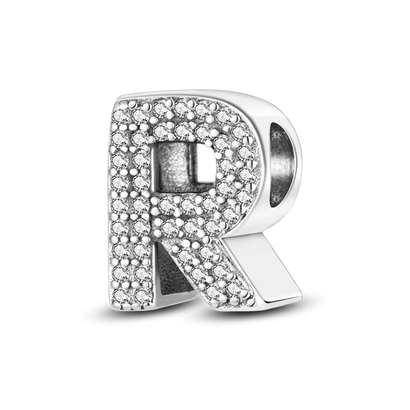 RomiVega 925 Sterling Silver Charms— Gold & Stone Letter Series Collection