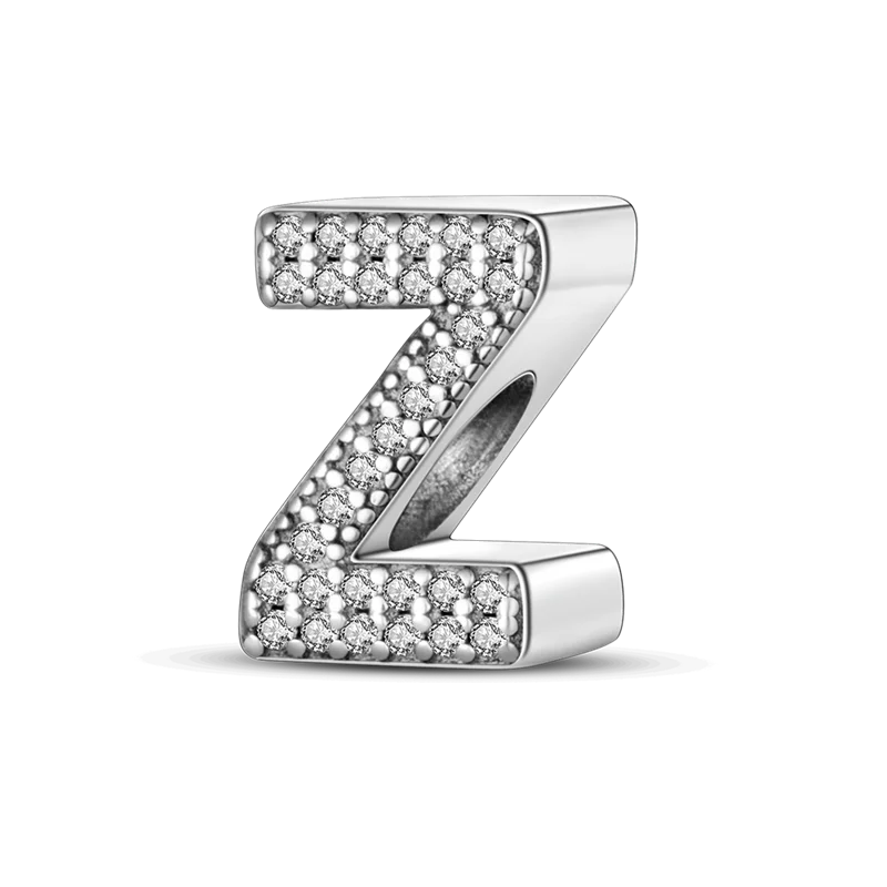 RomiVega 925 Sterling Silver Charms— Gold & Stone Letter Series Collection
