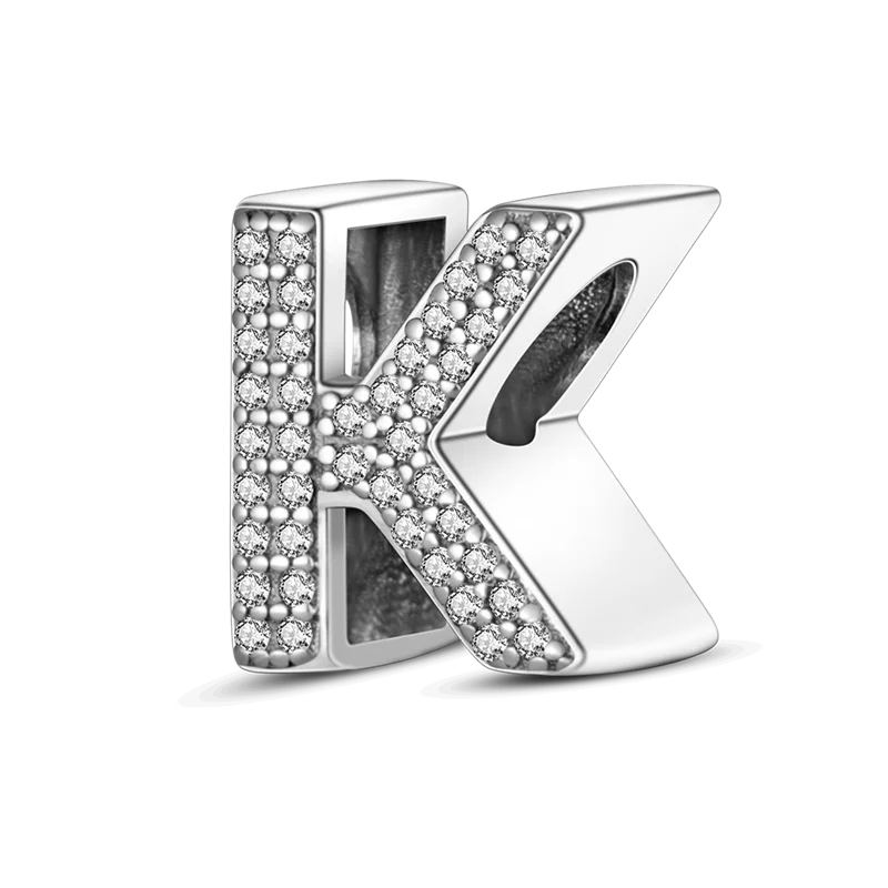 RomiVega 925 Sterling Silver Charms— Gold & Stone Letter Series Collection