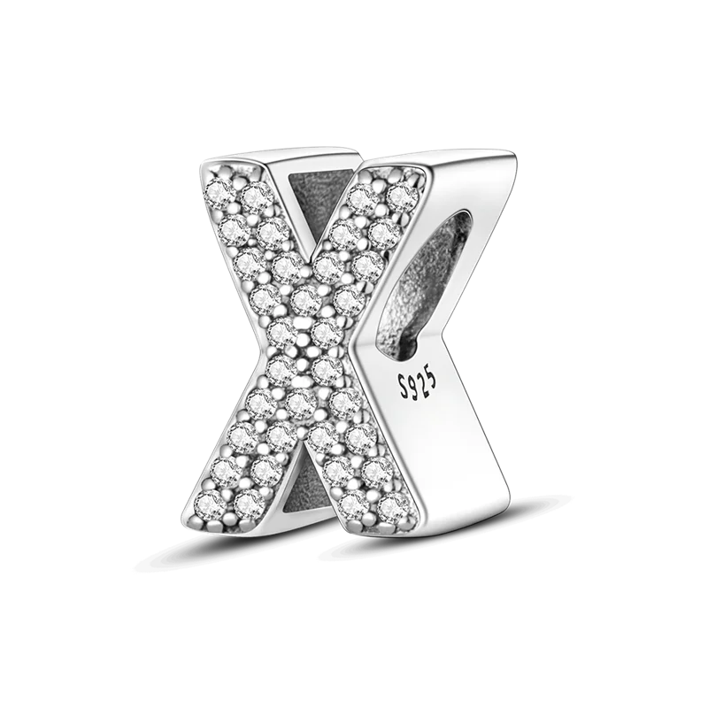 RomiVega 925 Sterling Silver Charms— Gold & Stone Letter Series Collection