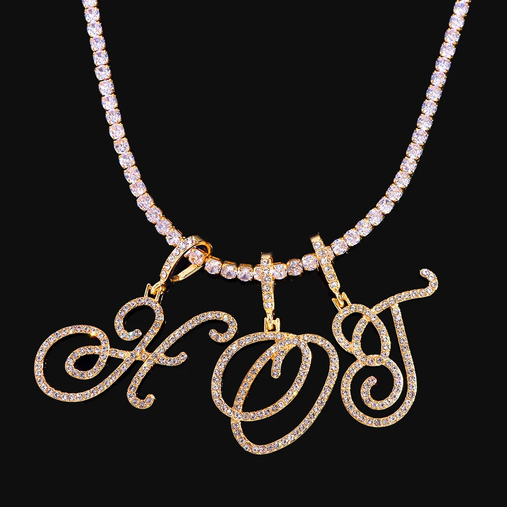 RomiVega Cursive Letter Initial Name Necklace
