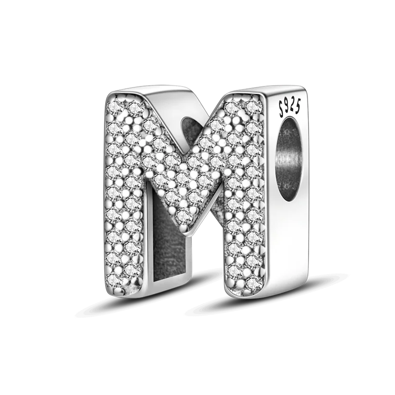 RomiVega 925 Sterling Silver Charms— Gold & Stone Letter Series Collection