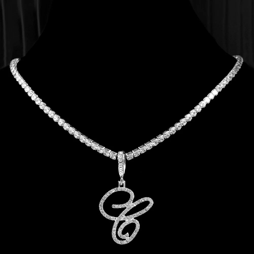 RomiVega Cursive Letter Initial Name Necklace