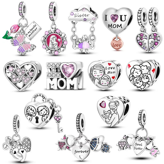 RomiVega 925 Sterling Silver Charms—Mommy & Me Series Collection