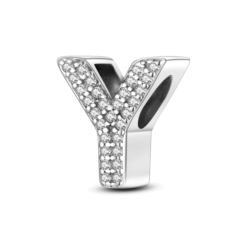 RomiVega 925 Sterling Silver Charms— Gold & Stone Letter Series Collection