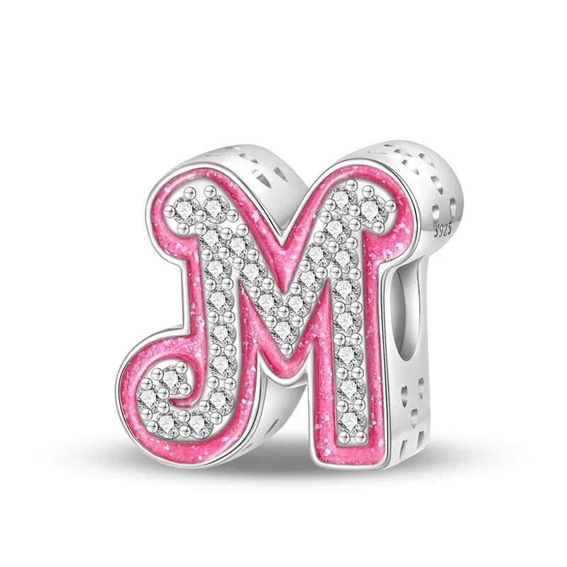 RomiVega 925 Sterling Silver Charms— Barbie-Themed Letter Series Collection