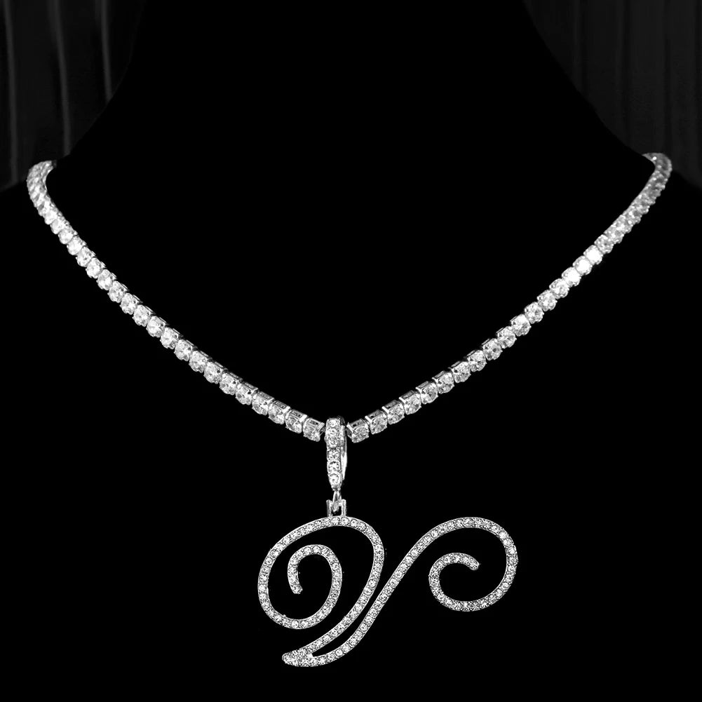 RomiVega Cursive Letter Initial Name Necklace