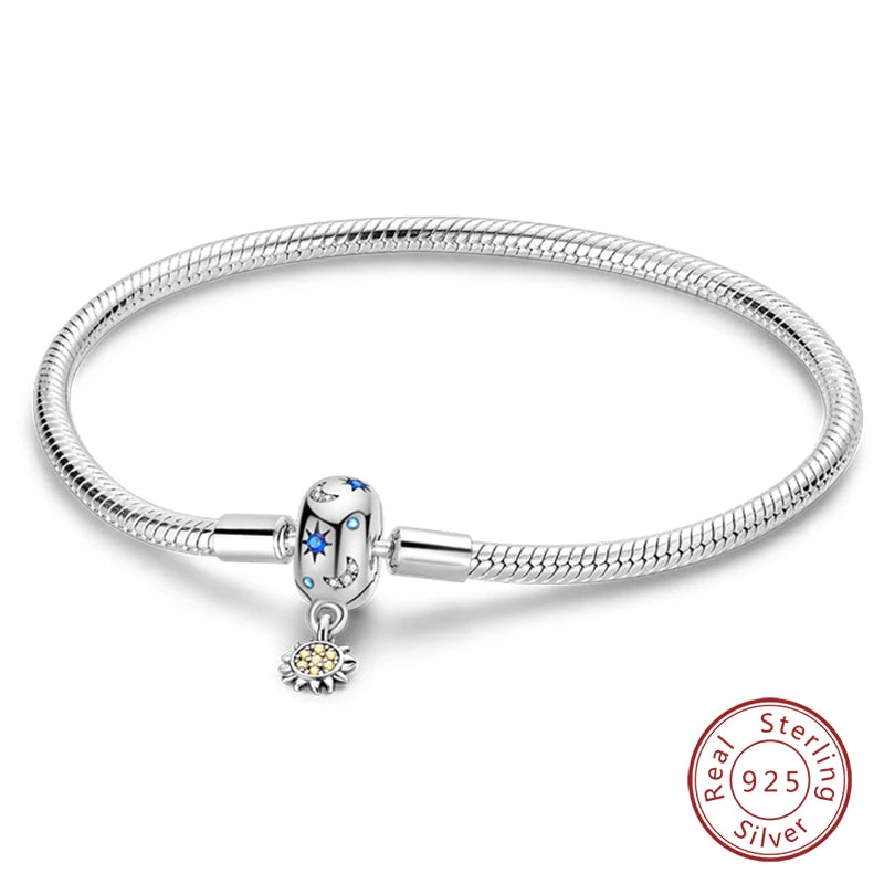 RomiVega 925 Silver Star, Moon & Clover Charm Bracelets