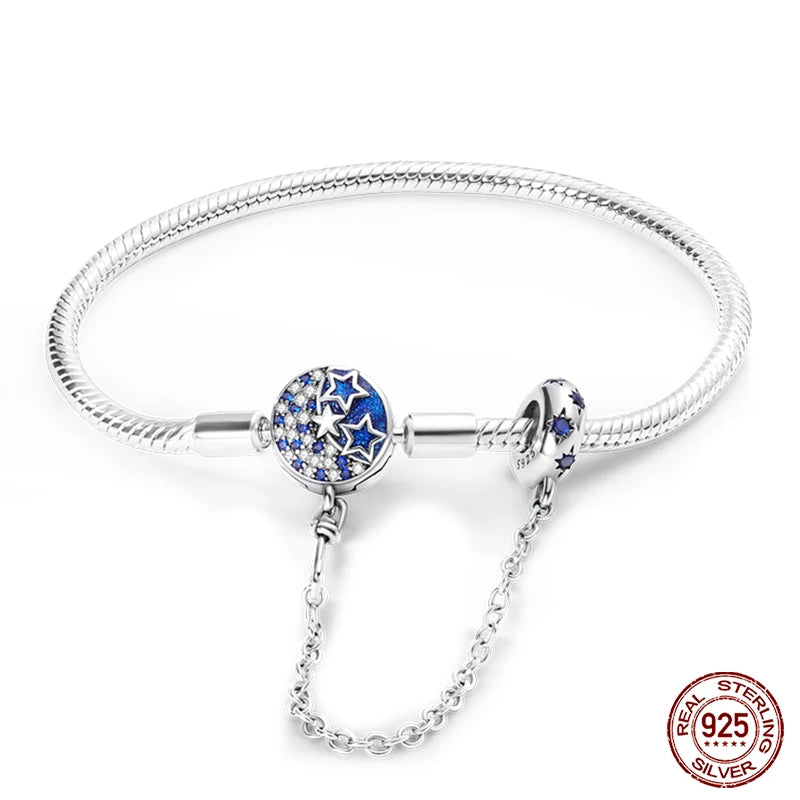 RomiVega 925 Silver Star, Moon & Clover Charm Bracelets