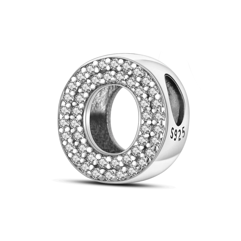 RomiVega 925 Sterling Silver Charms— Gold & Stone Letter Series Collection