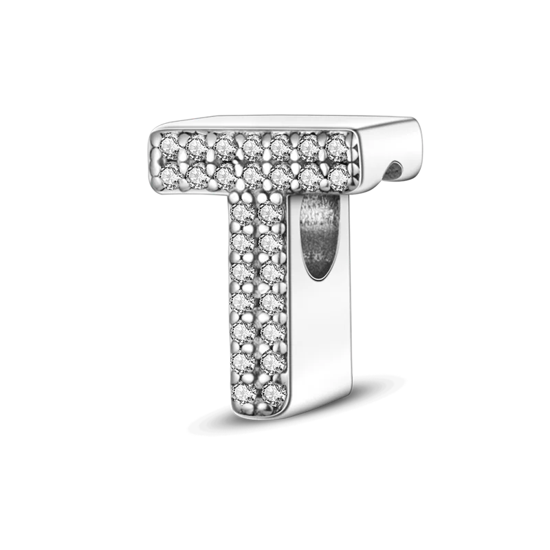 RomiVega 925 Sterling Silver Charms— Gold & Stone Letter Series Collection