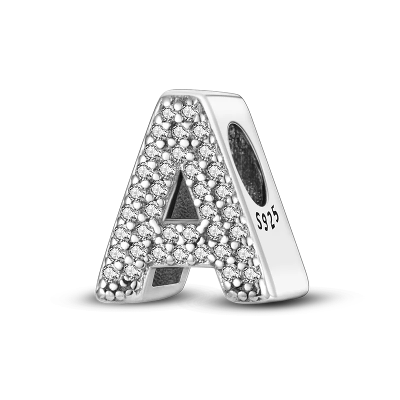RomiVega 925 Sterling Silver Charms— Gold & Stone Letter Series Collection