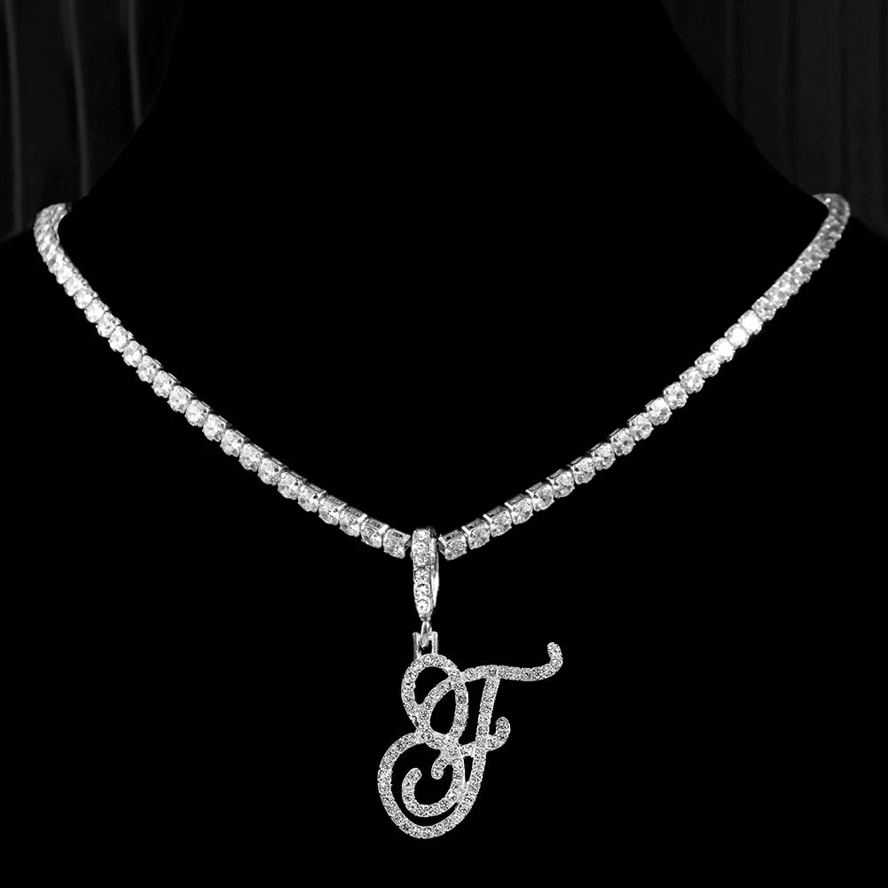 RomiVega Cursive Letter Initial Name Necklace