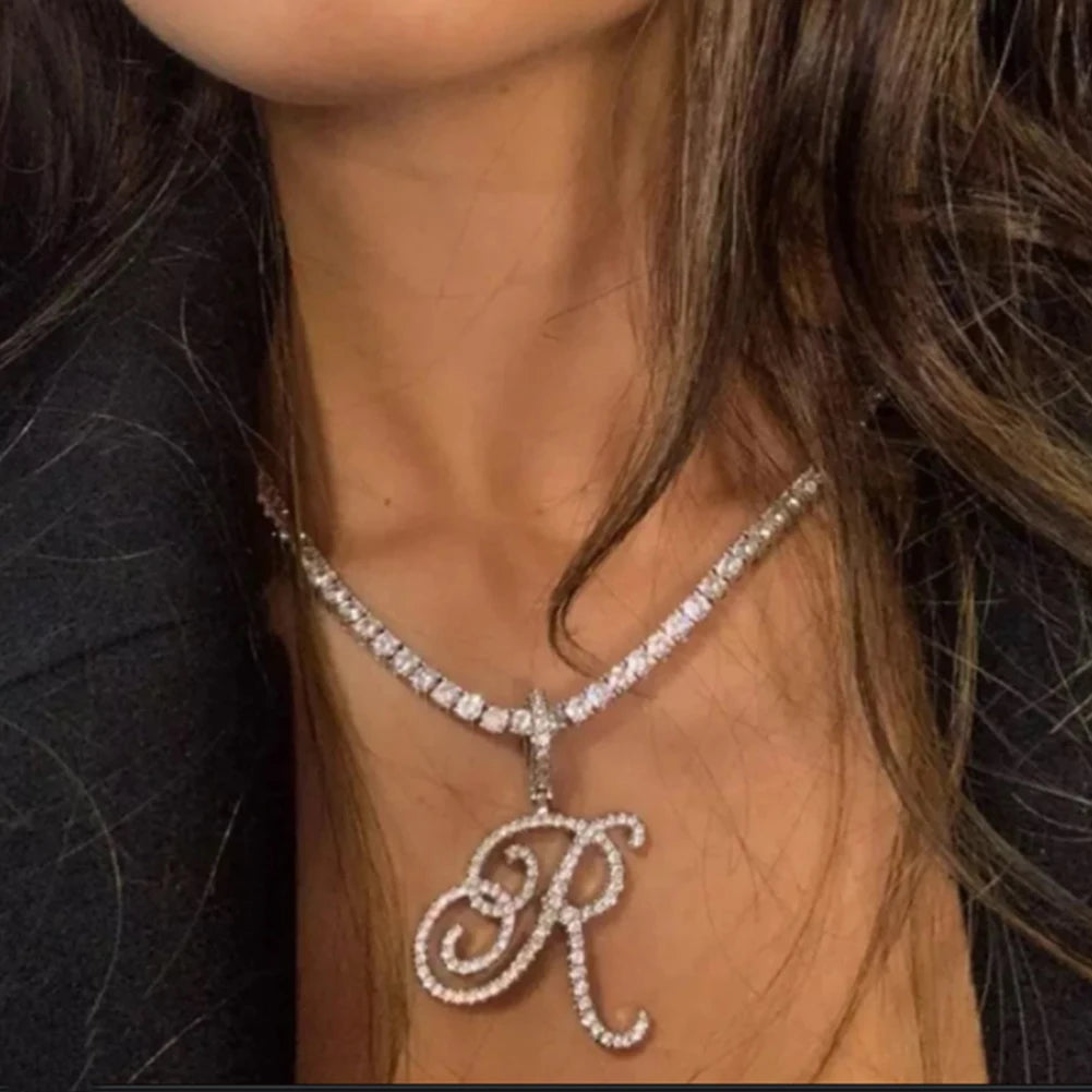 RomiVega Cursive Letter Initial Name Necklace