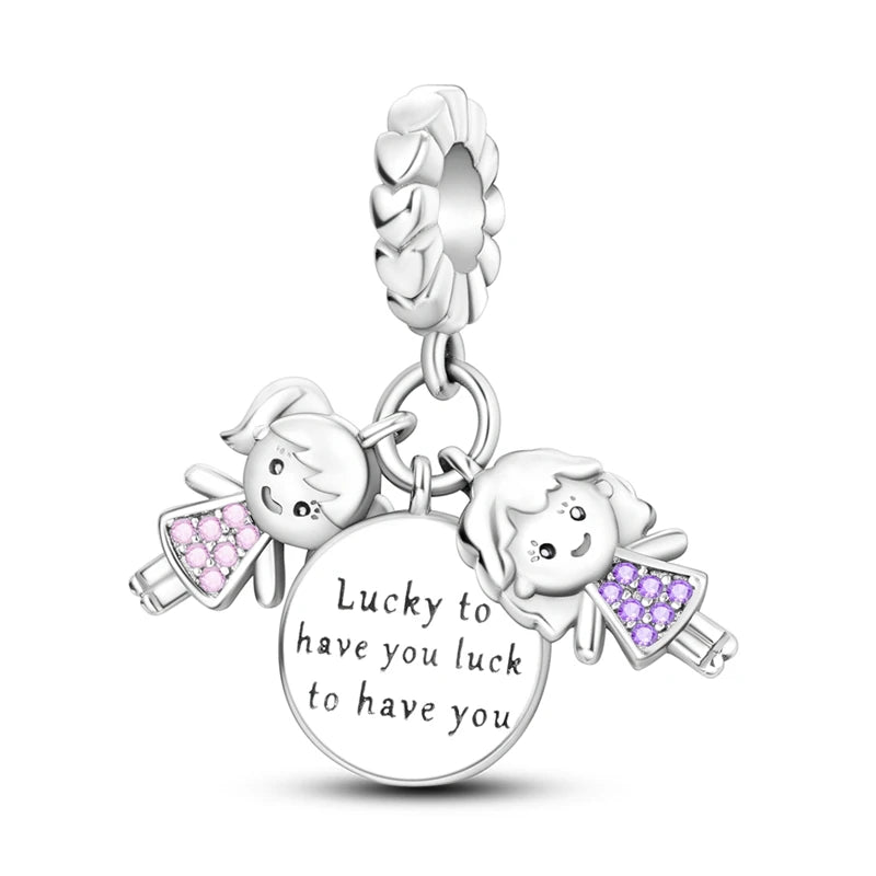 RomiVega 925 Sterling Silver Charms—Mommy & Me Series Collection