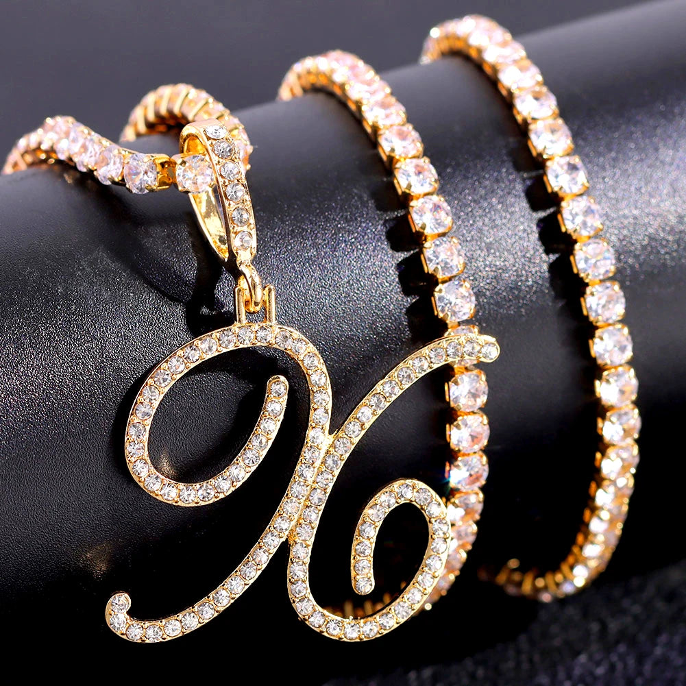 RomiVega Cursive Letter Initial Name Necklace