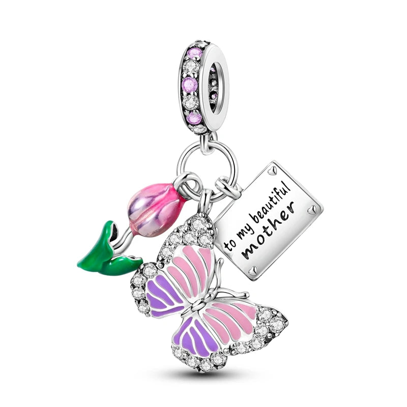 RomiVega 925 Sterling Silver Charms—Mommy & Me Series Collection