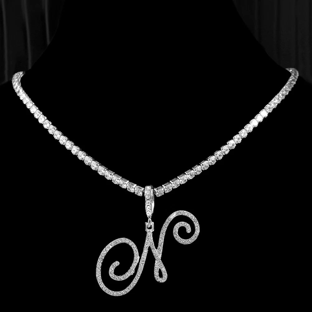 RomiVega Cursive Letter Initial Name Necklace