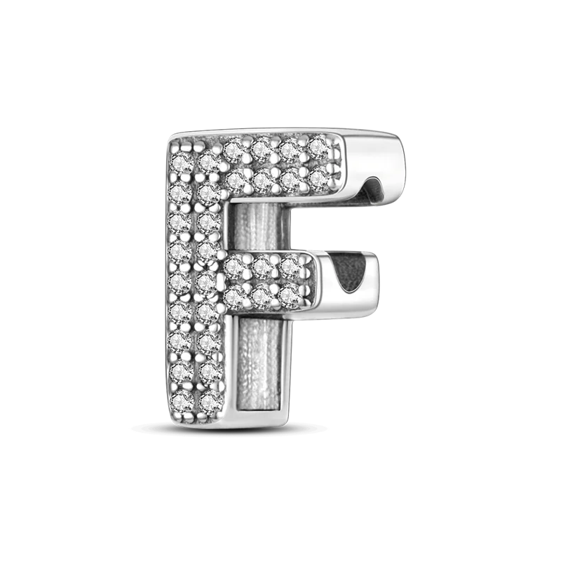 RomiVega 925 Sterling Silver Charms— Gold & Stone Letter Series Collection
